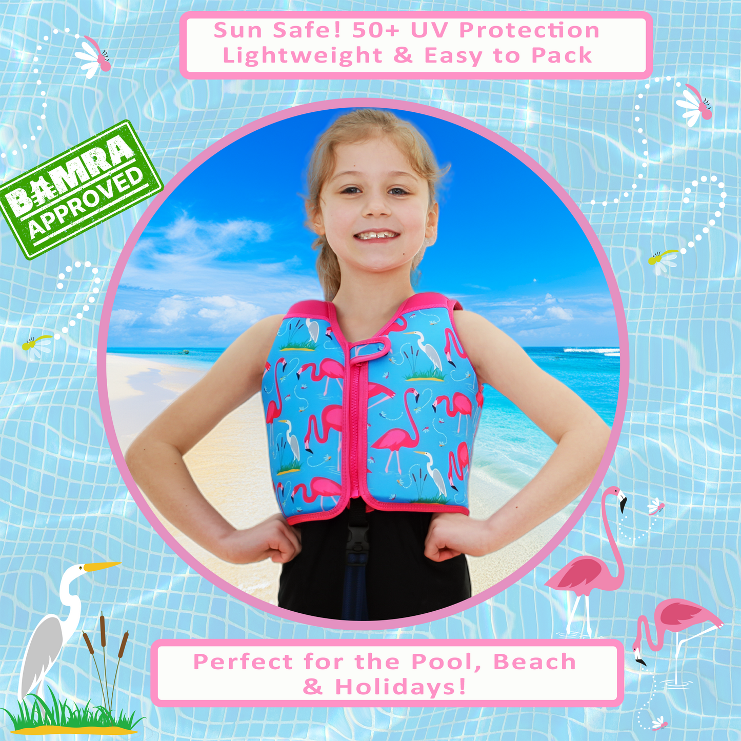 GO Swim™ Vest - Fab Flamingos