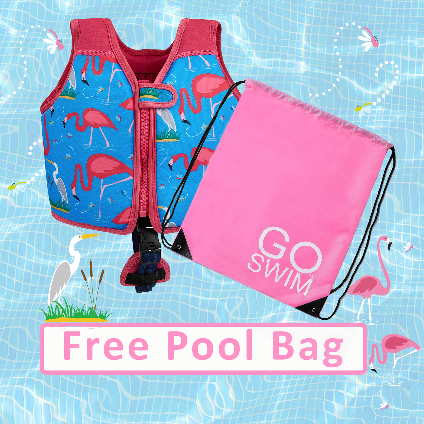 GO Swim™ Vest - Fab Flamingos