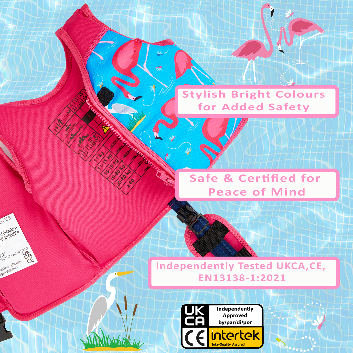 GO Swim™ Vest - Fab Flamingos