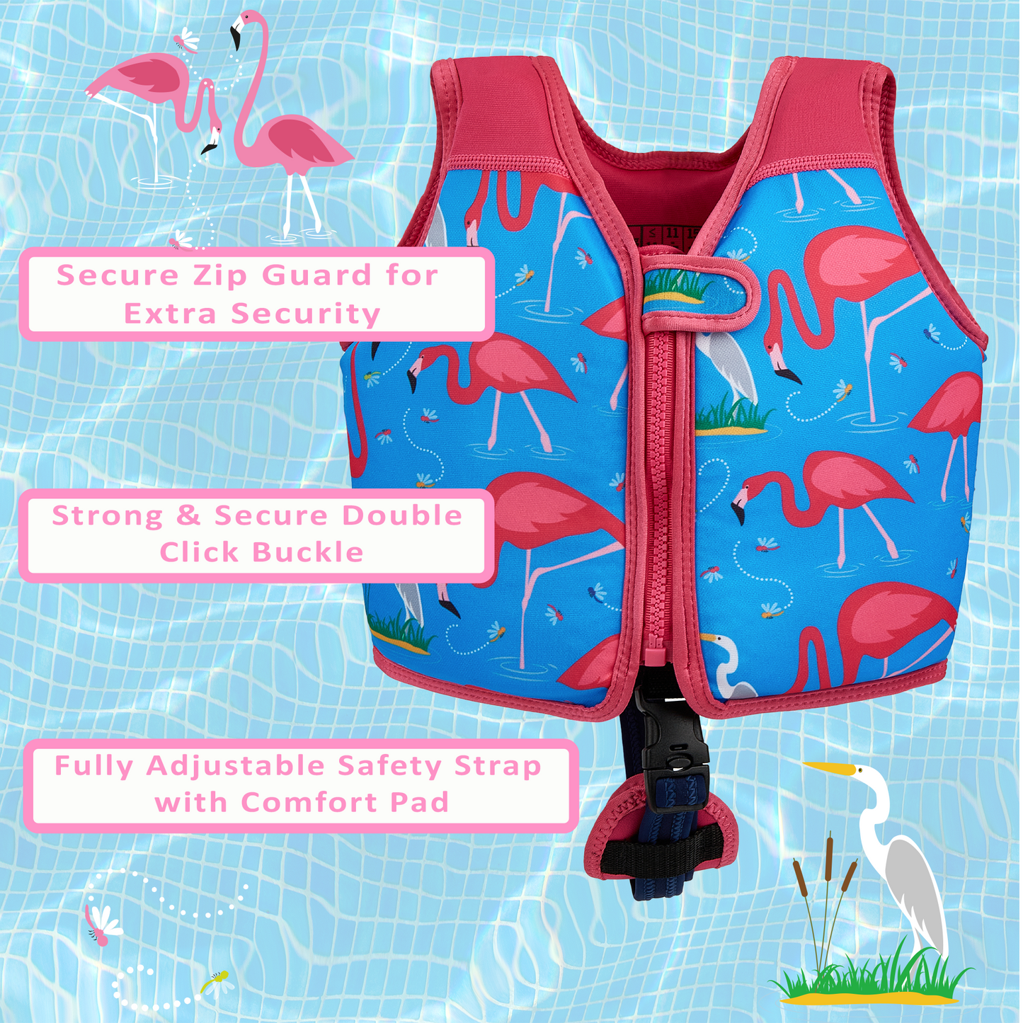GO Swim™ Vest - Fab Flamingos
