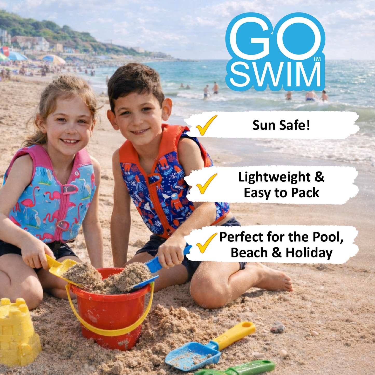GO Swim™ Kids Swim Vest - Fab Flamingos