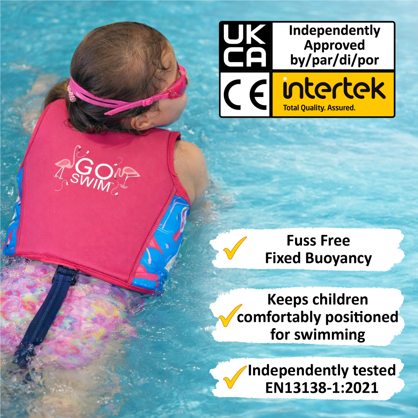 GO Swim™ Kids Swim Vest - Fab Flamingos